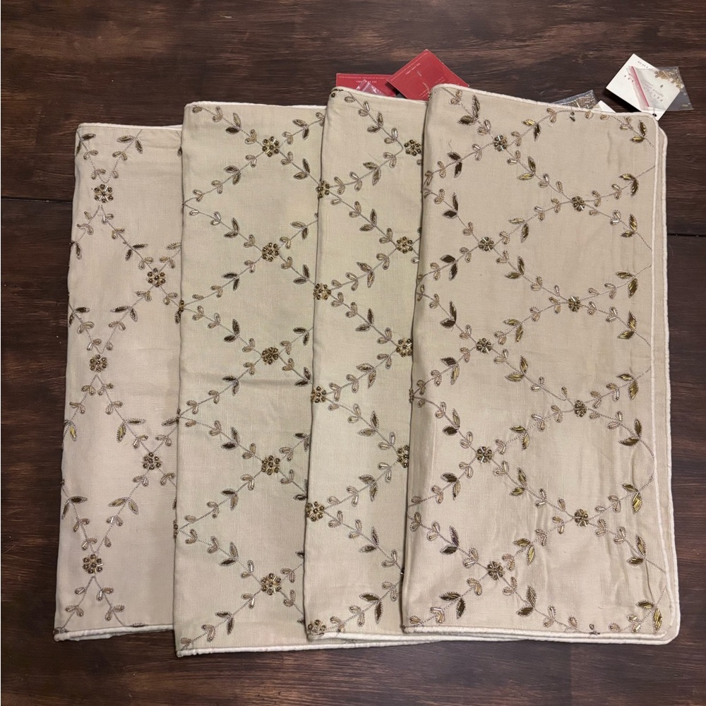 Set of Four - Pottery Barn Embroidered Floral Accent Pillow Covers
